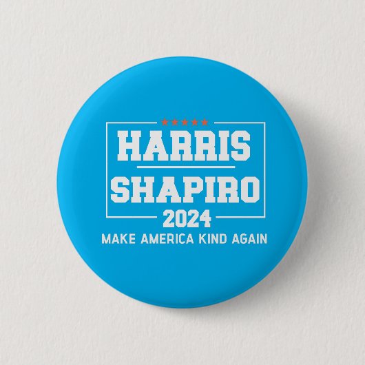 Harris Shapiro 2024再びアメリカを親切にする 缶バッジ (正面)