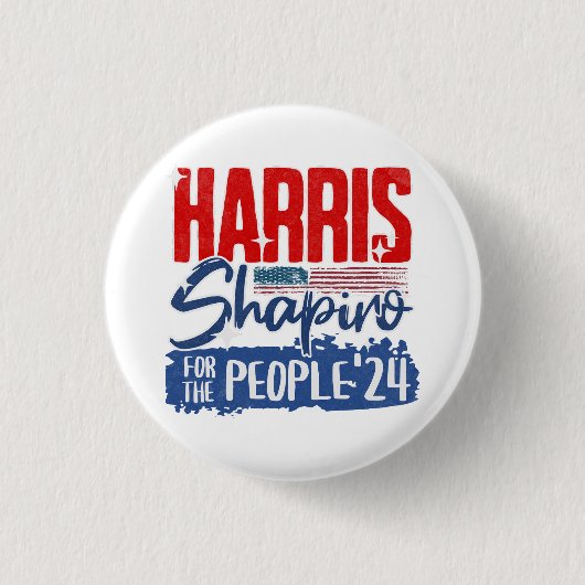 Harris Shapiro 2024 アメリカ国民のためのUSフラグ 缶バッジ (正面)