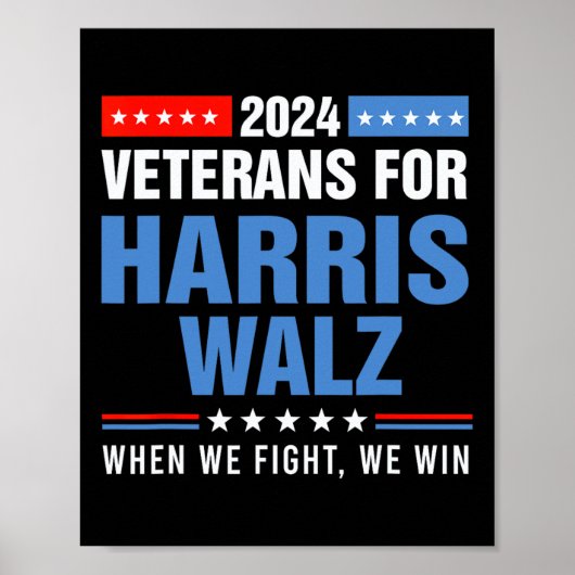 Harris W 2024の退役軍人キャンペ大統領のーン ポスター (正面)