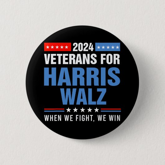 Harris W 2024の退役軍人キャンペ大統領のーン 缶バッジ (正面)