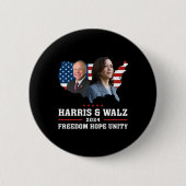 Harris W 2024 Freedom Hope Unity Political Kamala 缶バッジ (正面)