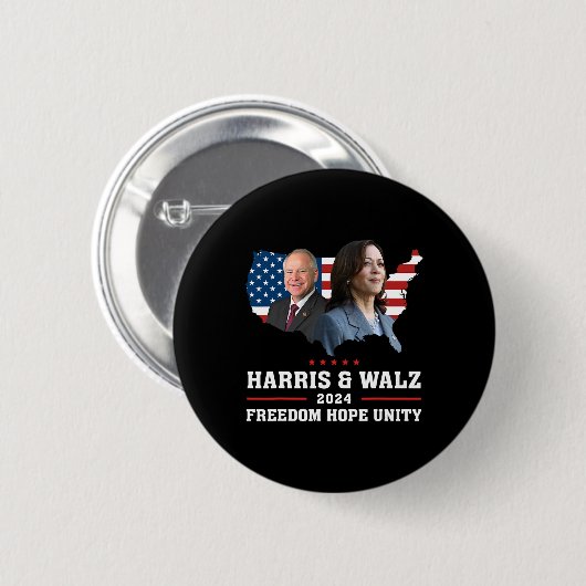 Harris W 2024 Freedom Hope Unity Political Kamala 缶バッジ (正面&裏面)