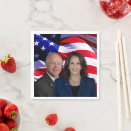 Harris Waltz写真2024 - Kamala Harris Tim Waltz スタンダードカクテルナプキン