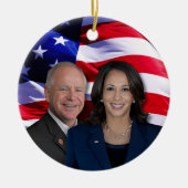 Harris Waltz写真2024 - Kamala Harris Tim Waltz セラミックオーナメント (正面)