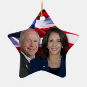 Harris Waltz写真2024 - Kamala Harris Tim Waltz セラミックオーナメント (正面)