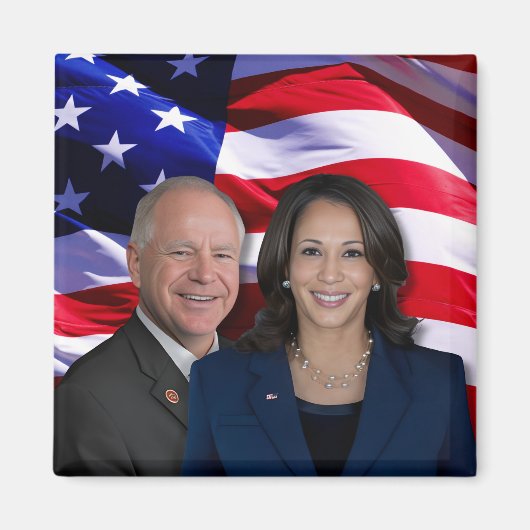 Harris Waltz写真2024 - Kamala Harris Tim Waltz マグネット (正面)