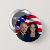 Harris Waltz写真2024 - Kamala Harris Tim Waltz 缶バッジ (正面&裏面)
