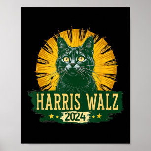 Harris Waltz 2024ユーモア猫の選挙Kamala Harris ポスター