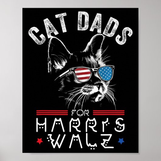 Harris Waltz 2024米国旗の猫パパ ポスター (正面)