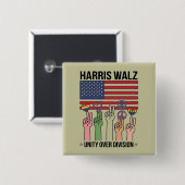 Harris Waltz 2024 分裂より統一 缶バッジ (正面&裏面)