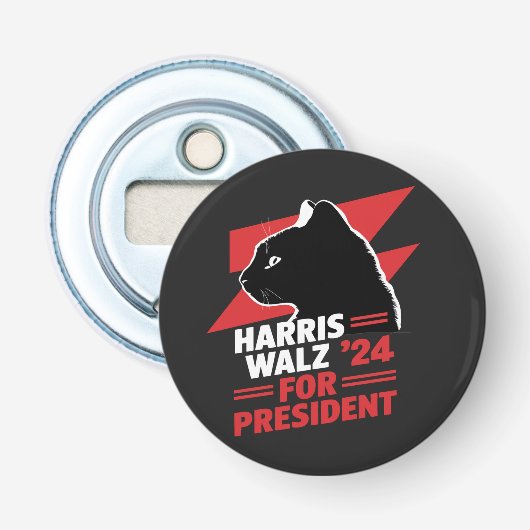 Harris Walz子なしキャットレディースTシャツ 栓抜き (正面)