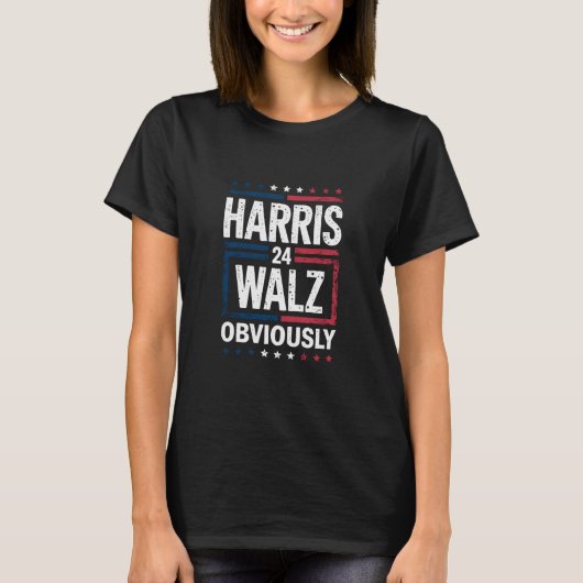 Harris Walz明らかにHarris Waltz 2024選挙 Tシャツ (正面)
