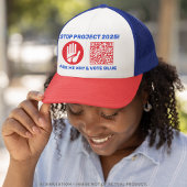 Harris/Walz 'ストップ Project 2025! 青いQRコードの投票 キャップ