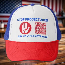 Harris/Walz 'ストップ Project 2025! 青いQRコードの投票 キャップ
