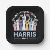 Harris Walz ワルツ 2024 団結は分裂に勝る ペーパープレート (正面)