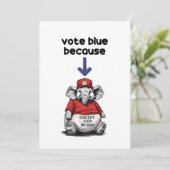 Harris/Walz、投票の青、象風変わり、選挙 招待状 (スタンド正面)