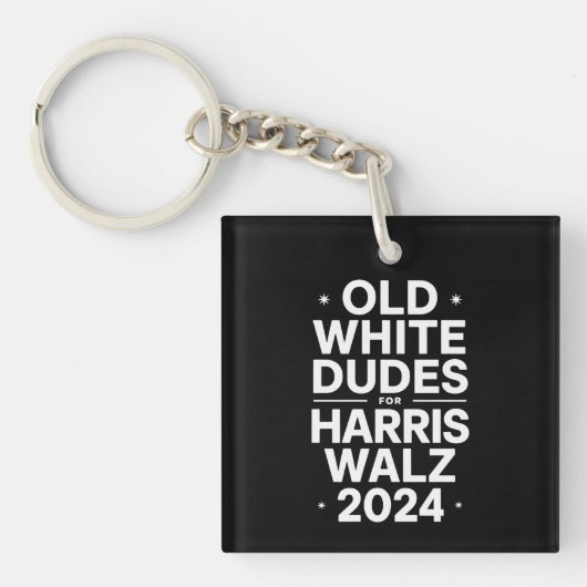 Harris Walz 民主党を支持する白人おじさんたち キーホルダー (正面)