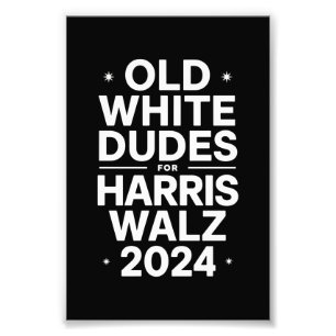 Harris Walz 民主党を支持する白人おじさんたち フォトプリント