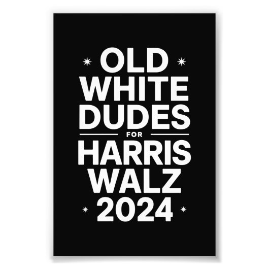 Harris Walz 民主党を支持する白人おじさんたち フォトプリント (正面)