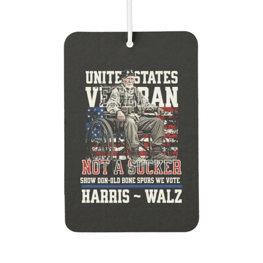 Harris Walz 2024の傷ついた退役軍人 カーエアーフレッシュナー (正面)