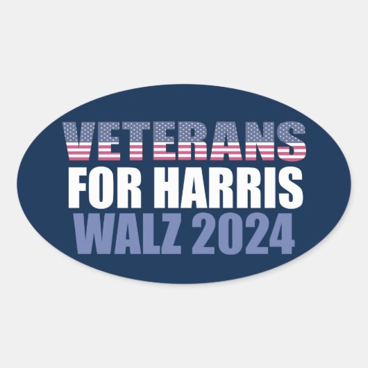 Harris Walz 2024の退役軍人Election Blue 楕円形シール (正面)