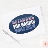 Harris Walz 2024の退役軍人Election Blue 楕円形シール (封筒)
