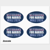 Harris Walz 2024の退役軍人Election Blue 楕円形シール (シート)