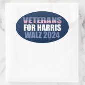 Harris Walz 2024の退役軍人Election Blue 楕円形シール (バッグ)