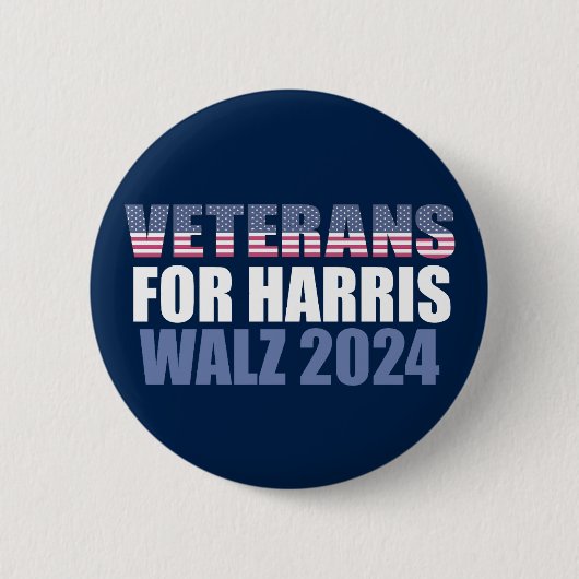 Harris Walz 2024の退役軍人Election Blue 缶バッジ (正面)