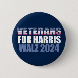 Harris Walz 2024の退役軍人Election Blue 缶バッジ