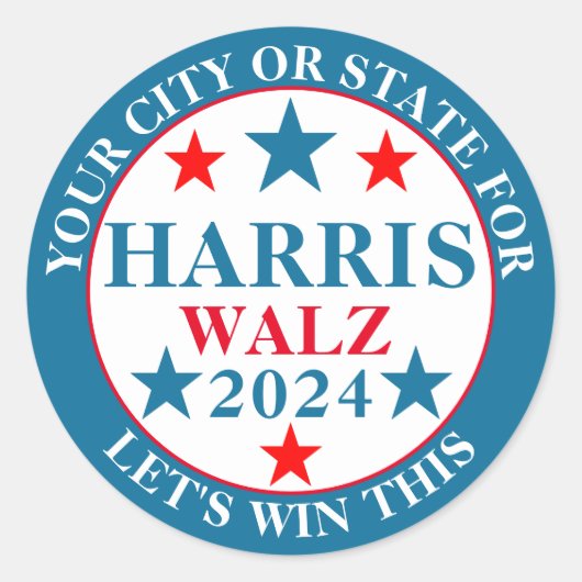 Harris Walz 2024は今回の選挙でカスタム勝利する ラウンドシール (正面)