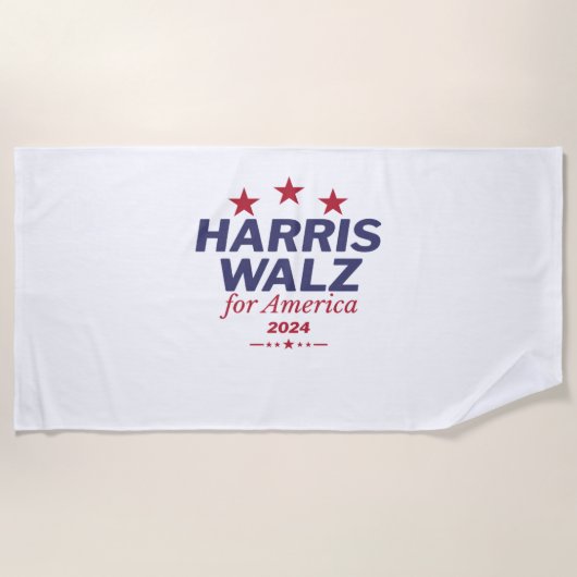 Harris Walz 2024アクティブ ビーチタオル (正面)