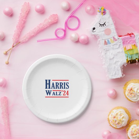 Harris Walz 2024カマラハリス社長ティム・ウォルズ ペーパープレート (パーティー)