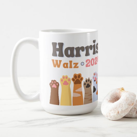 Harris Walz 2024キャットポーズキャットレディースデモクラット コーヒーマグカップ (ドーナツ)