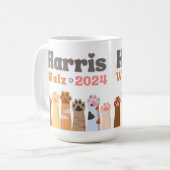 Harris Walz 2024キャットポーズキャットレディースデモクラット コーヒーマグカップ (正面左)