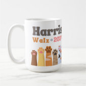 Harris Walz 2024キャットポーズキャットレディースデモクラット コーヒーマグカップ (左)