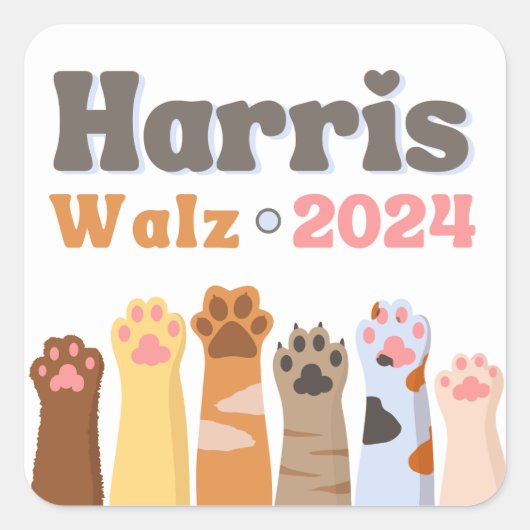 Harris Walz 2024キャットレディースデモクラット選挙 スクエアシール (正面)