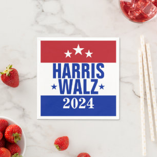 Harris Walz 2024キャンペーンレッドブルー スタンダードカクテルナプキン