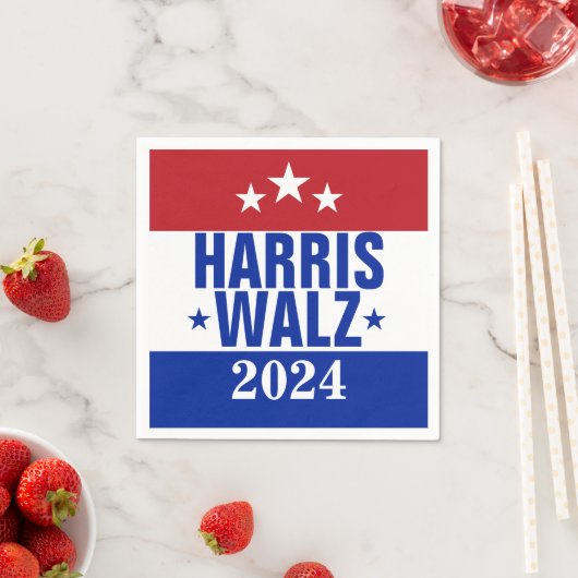 Harris Walz 2024キャンペーンレッドブルー スタンダードカクテルナプキン (インサイチュ)