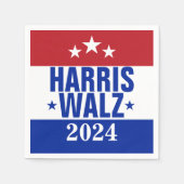 Harris Walz 2024キャンペーンレッドブルー スタンダードカクテルナプキン (正面)
