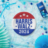 Harris Walz 2024キャンペーンレッドブルー ペーパープレート (パーティー)