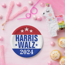 Harris Walz 2024キャンペーンレッドブルー ペーパープレート