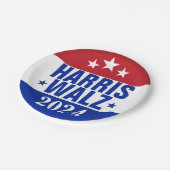 Harris Walz 2024キャンペーンレッドブルー ペーパープレート (アングル)