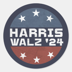 Harris Walz 2024キャンペーン米国国旗 ラウンドシール