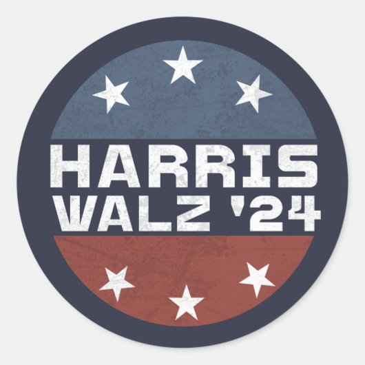 Harris Walz 2024キャンペーン米国国旗 ラウンドシール (正面)
