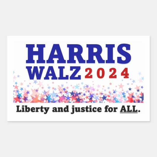 Harris Walz 2024ステッカー 長方形シール (正面)