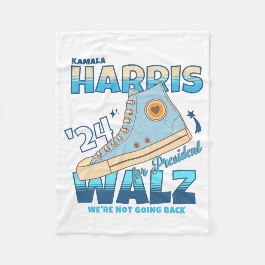 Harris Walz 2024スニーカーは戻らない フリースブランケット (正面)
