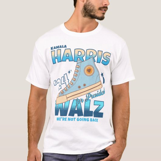 Harris Walz 2024スニーカーは戻らない Tシャツ (正面)
