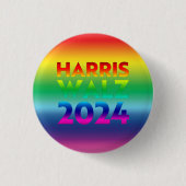 Harris Walz 2024レインボーグラデーションlgbtqゲイプライド 缶バッジ (正面)