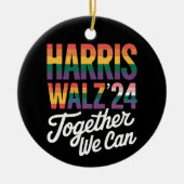 Harris Walz 2024一緒に私たちは選挙LGBTQIAすることができる セラミックオーナメント (正面)